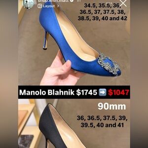 Manolo Blahnik Blue and Gold Heels
